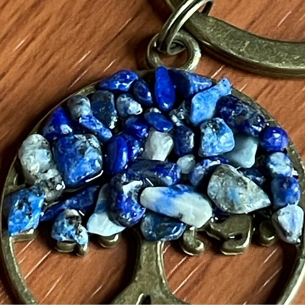 Tree of Life Natural Blue Stone (Sodalite) Keychain - Picture 16 of 16